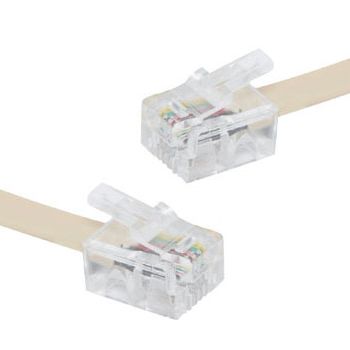 TELEMASTER, Telephone lead, RJ11 to RJ11 (6x4), 2.0Mtr, Ivory,