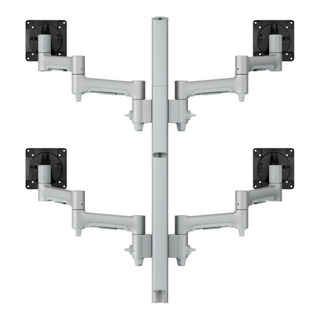 ATDEC, Systema, Monitor bracket, Quad articulated arm, Desk mount, 750mm post, Silver, Bolt through or desk clamp, Incl. 4 x AWM-A46T-S, 1 x AWM-AWM-P75G-S, 1 x AC-GC-S
