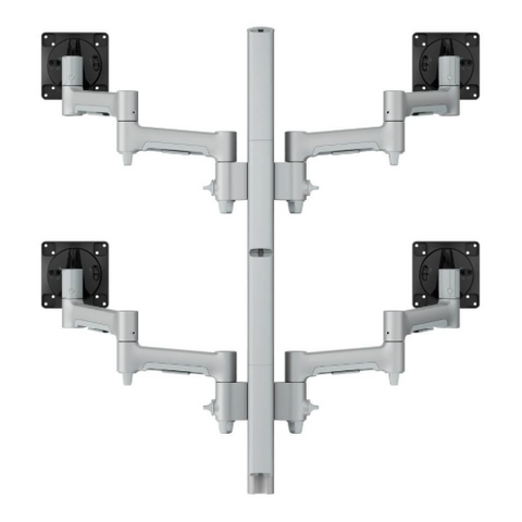 ATDEC, Systema, Monitor bracket, Quad articulated arm, Desk mount, 750mm post, Silver, Bolt through or desk clamp, Incl. 4 x AWM-A46T-S, 1 x AWM-AWM-P75G-S, 1 x AC-GC-S