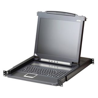 Aten Rackmount Single Rail LCD Console VGA PS/2-USB w/ 19" LCD Display, 1x Custom KVM Cable Included, 1280x1024@75hz Display, LED Illumination
