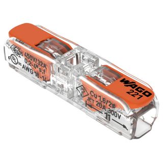 WAGO, Compact splicing connector, joins cables from 0.5mm to 6mm, 2 way, Inline