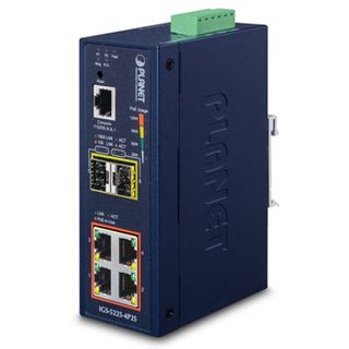 PLANET, 4 Port Industrial managed switch, 100/1000 SFP, POE, IP40,  -40 to +75 degrees C,