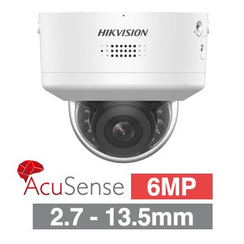 HIKVISION, 6MP AI Smart Hybrid ColorVu G3 Dual Illumination outdoor Turret camera, White, 2.7-13.5mm motorised zoom lens, 60m IR/White Light, WDR, 1/1.8&rdquo; CMOS, H.265+, IP66, IK10, Tri-axis, 12V DC/POE