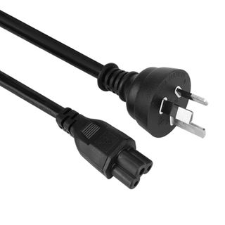 IEC Power Cord, fitted with clover leaf IEC connector and Aust 3-pin mains plug, 2 metre length,