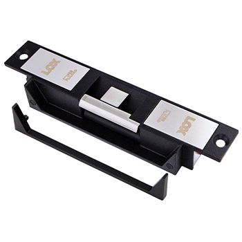 LOX, Electric strike, EcoStrike, Mortice mount, Fail safe/secure, 25kg pre load, With steel door mounting kit, Monitored, IP54, 12/24V DC, 350mA,