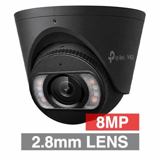 TP LINK, 8MP InSight HD-IP Turret camera w/ 2-way audio, Black, 2.8mm lens, 30m IR, 30m White LED, WDR, Microphone/Speaker, I/O (Audio), IP67, 12V DC/POE