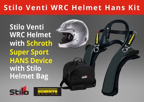 Stilo WRC Venti Composite Helmet & Schroth Hans Combo + Stilo Helmet Bag