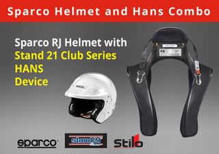 Sparco RJ Composite Helmet & Stand 21 Hans Combo