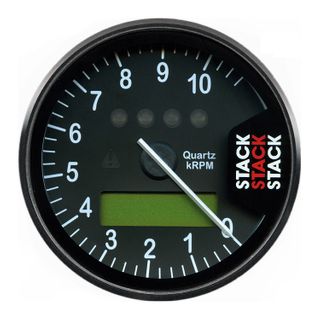 Stack Display Tachometer, Black, 0-10.75k Rpm