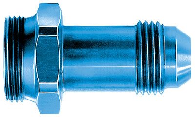 Aeroquip Fitting, Carburetor Inlet, -8 AN Male to 7/8-20 in. Male, Aluminum, Blue