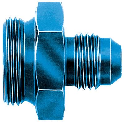 Aeroquip Fitting, Carburetor Inlet, -6 AN Male to 7/8-20 in. Male, Aluminum, Blue