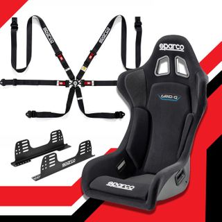 Sparco Grid Seat Bundle Red Harness