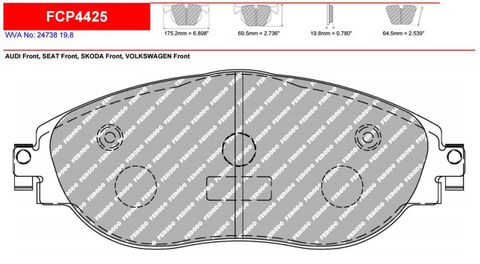 Ferodo Brake Pads - Volkswagen Golf "R" MK7 - Front