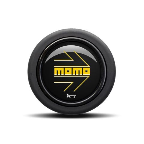 Momo Black Yellow Logo (Round Lip) Horn Button