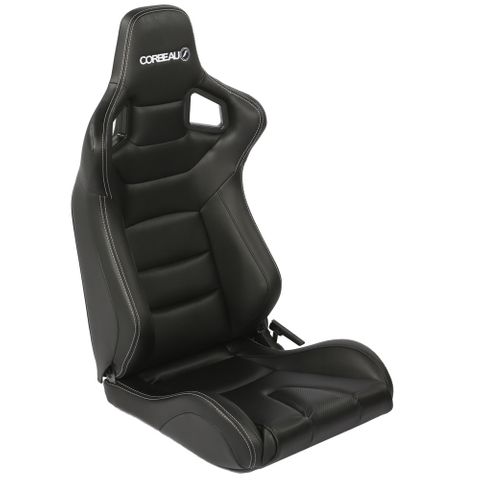 Corbeau RRS Black Vinyl Reclining Seat with Black Stitching