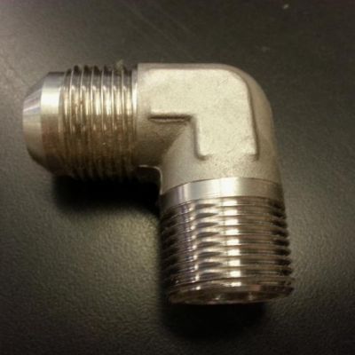 Aeroquip 90? Male NPT Stainless Steel Adaptor - -3 to 1/8NPT