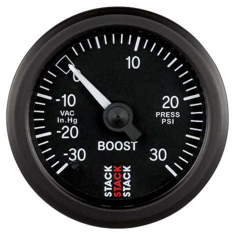 Stack Mechanical Boost Gauge -30INHG TO +30PSI, INCL T-FITTING