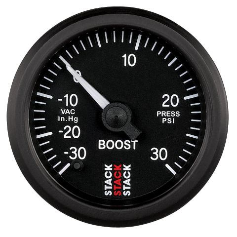 Stack Professional Boost Pressure Gauge -30INHG TO +30PSI, INCL T-FITTING