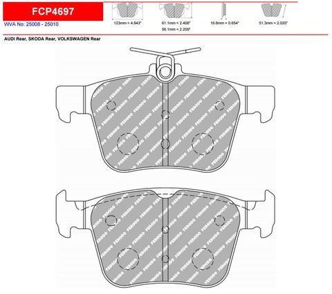 Ferodo Brake Pads - Volkswagen Golf "R" MK7 - Rear