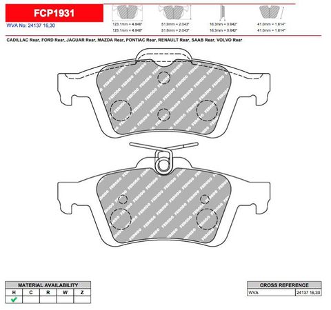 Ferodo DS2500 Rear Brake Pads - Ford Focus