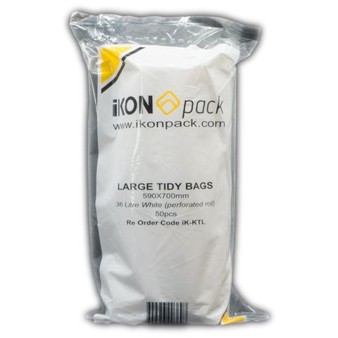 IKON LARGE 36LT TIDY BIN BAG WHITE 20X50