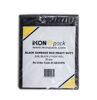 IKON 240LT 1140X1450 BLACK GRB BIN BAG