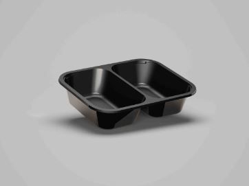 CPET TRAY BLACK 2PART 200X155X45MM [300]