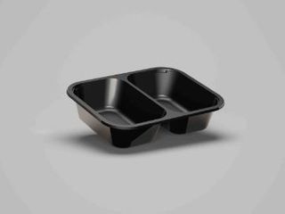 CPET TRAY BLACK 2PART 200X155X45MM [300]