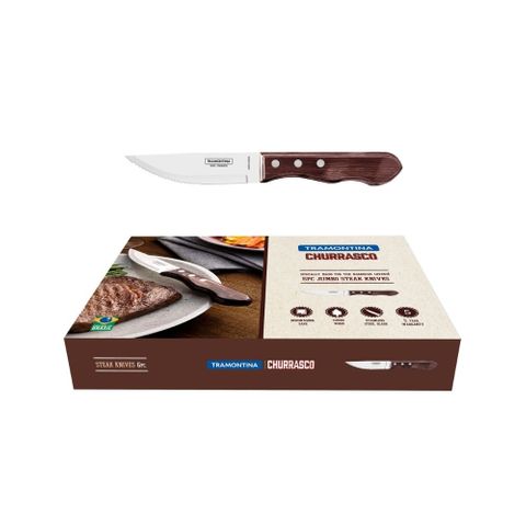 KNIFE TRAM. CUTLERY STEAK P/WOOD 6PC