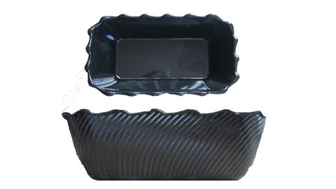 TRAY-BOWL BLACK SCALLOP 264X176  84MM