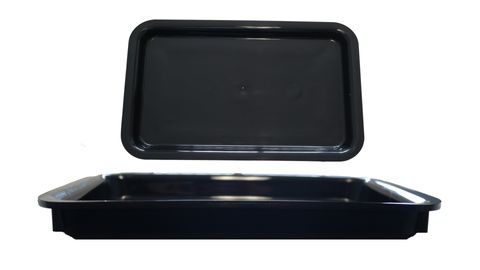 TRAY-BOWL BLACK SCALLOP 332X264  84MM