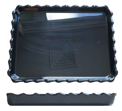 TRAY BLACK SCALLOP 408X306  35MM