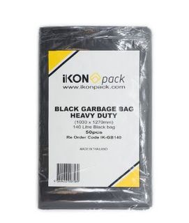 IKON 140L 1030X1270 BLACK HD GRB BIN BAG