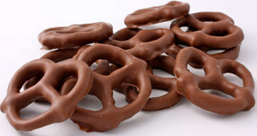 PRETZEL BOWS CHOC COVERED 500GM NFD