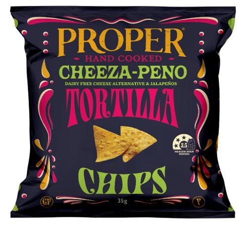 PROPER CRISP TORTILLA CHEEZA-PENO 35GM (18) COMPOSTABLE