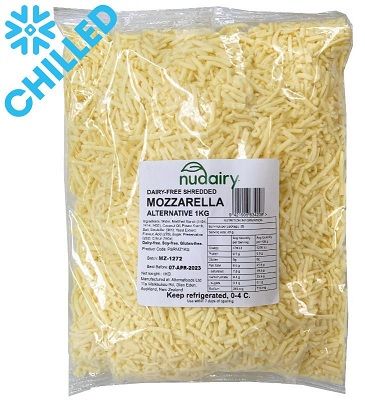 CHEESE MOZZARELLA SHREDDED DAIRY FREE 1KG NUDAIRY