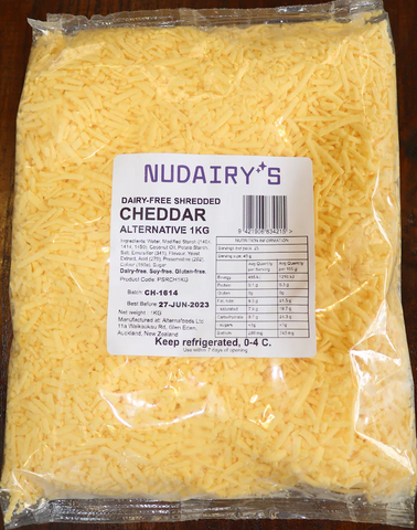 CHEESE CHEDDAR SHREDDED DAIRY FREE 1KG NUDAIRY