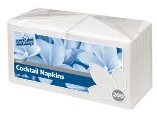 SERVIETTE 2PLY WHITE COCKTAIL CA-NAPC2PW