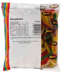 LOLLY SNAKES 1KG RAINBOW