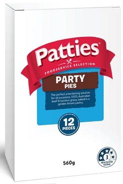 PIE PARTY 47GM (72) 6X560GM PATTIES