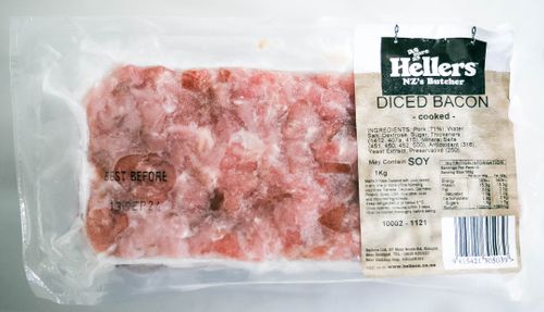 BACON DICED 1KG (10CTN) HELLER