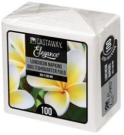 SERVIETTE 1/4 FOLD WHITE 300X300MM 100SLV 20CTN ELEGANCE