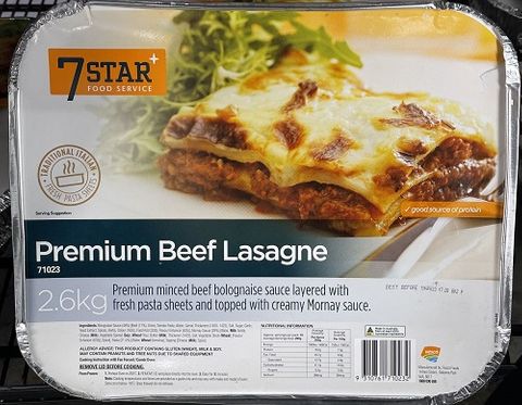 MEAL BEEF LASAGNE 2.6KG (5CTN) 7 STAR