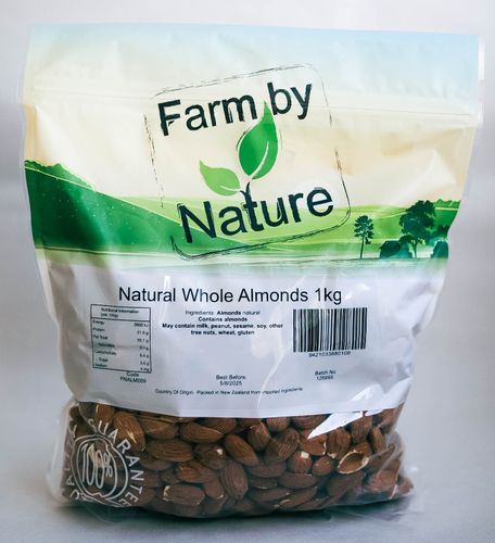 NUTS ALMOND WHOLE NATURAL 1KG FBN