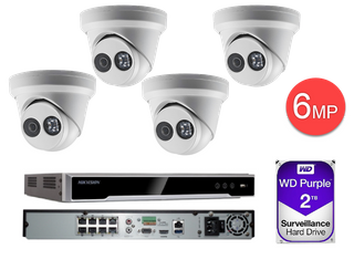 Hikvision 8 Channel NVR with 8 PoE Ports with 4 x 6MP Turrets