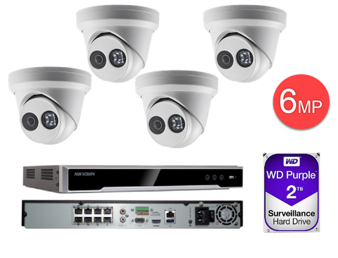 Hikvision 8 Channel NVR with 8 PoE Ports with 4 x 6MP Turrets