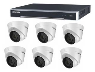 Hikvision 8 Ch Q Series NVR with 8 PoE, 2TB HD & x6 5MP Turret cameras