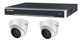 Hikvision 8 Ch Q Series NVR with 8 PoE, 2TB HD & x2 5MP Turret cameras