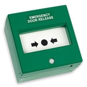 Dual Unit Green Domed Press to Exit and Emergency Door Release -  Fingerprint Access Control