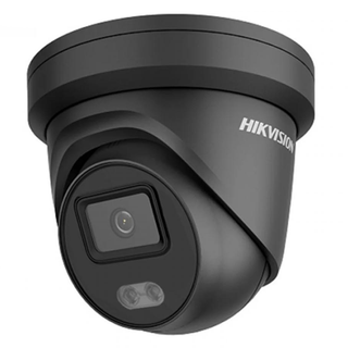 Hikvision 4MP ColorVu + Acusense 2.8mm Turret strobe light & 2 way Audio - Black